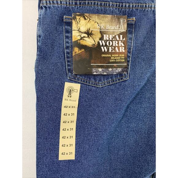 RK‎ Brand Jeans Mens 38 x 30 Relaxed Fit Medium Wash Denim Workwear - Picture 3 of 13
